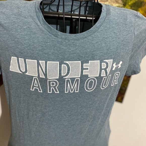 Under Armour size small blue green short sleeve tee with white graphics soft - Picture 2 of 6